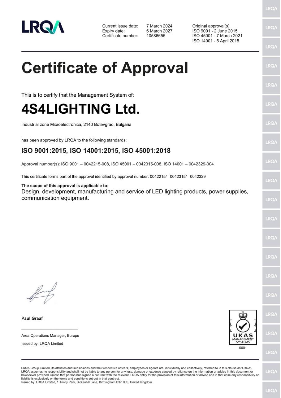 ISO 9001:2015, ISO14001:2015, ISO45001:2018